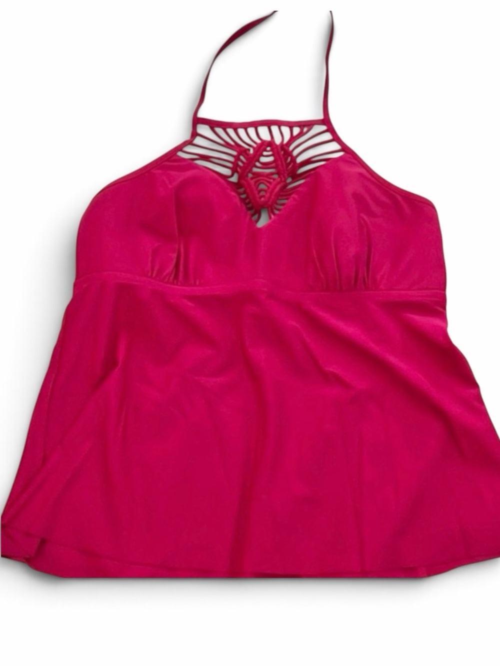 Swimsuits For All Halter Neck Red/Pink Swim Top with Cutout Design Size 14